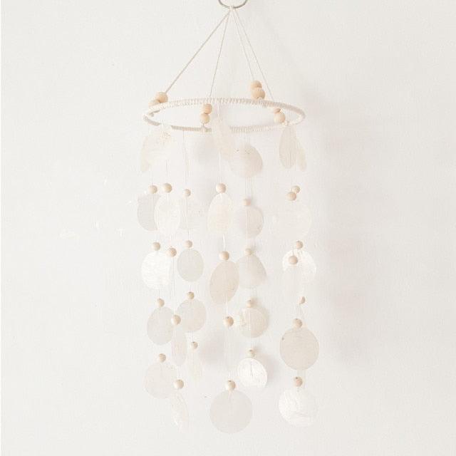 Shell Wind Chime Room Decoration Hanging Wind chime Outdoor Decoration, Bamboo Wind Chimes Unique Outdoor Handmade Chimes as Memorial Gift for Mom Family Wall Pendant Home Office