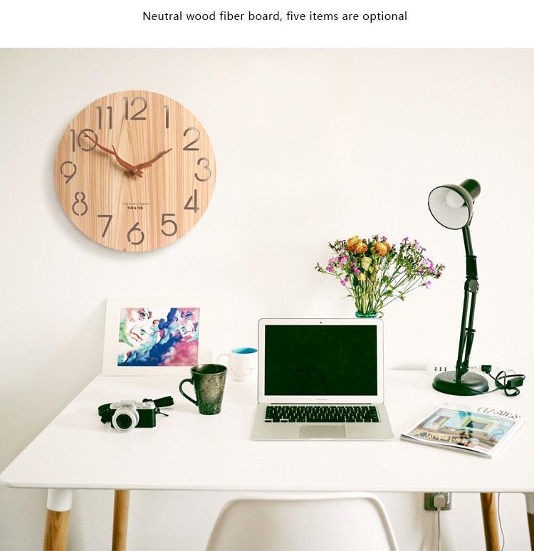 Wooden 3D Wall Clock Modern Design Nordic Room Decoration Kitchen Clock