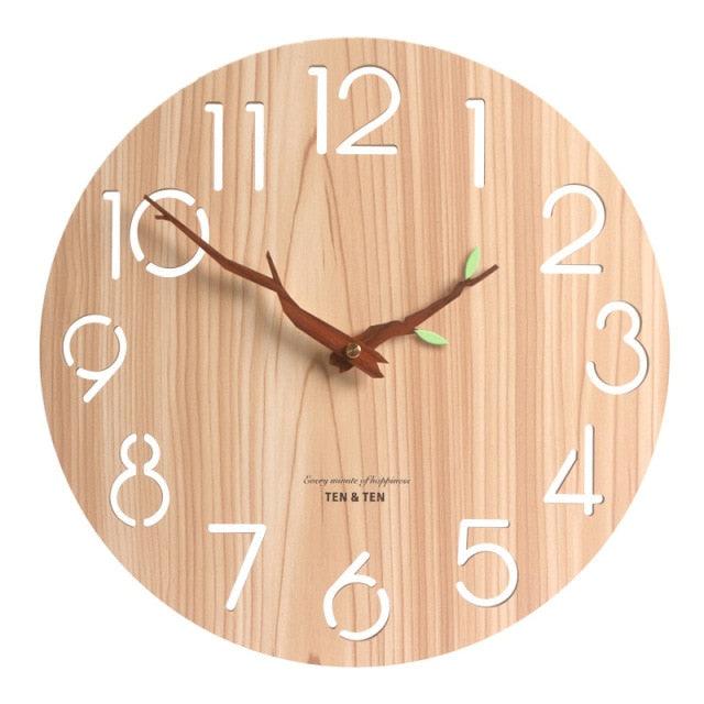 Wooden 3D Wall Clock Modern Design Nordic Room Decoration Kitchen Clock