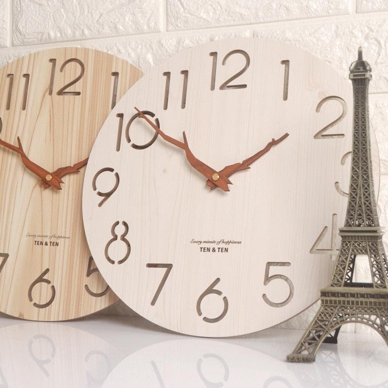 Wooden 3D Wall Clock Modern Design Nordic Room Decoration Kitchen Clock