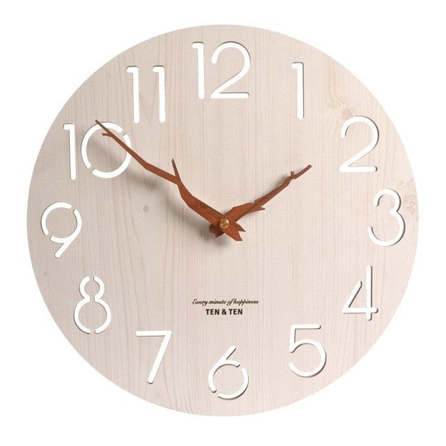 Wooden 3D Wall Clock Modern Design Nordic Room Decoration Kitchen Clock