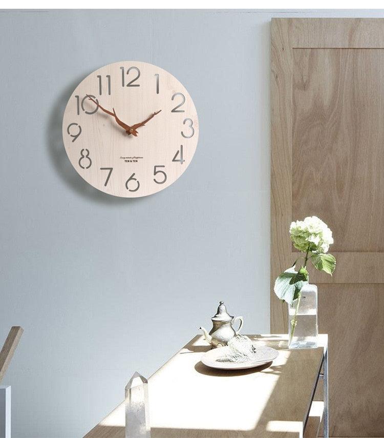 Wooden 3D Wall Clock Modern Design Nordic Room Decoration Kitchen Clock