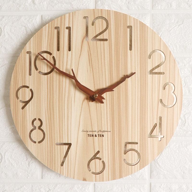 Wooden 3D Wall Clock Modern Design Nordic Room Decoration Kitchen Clock